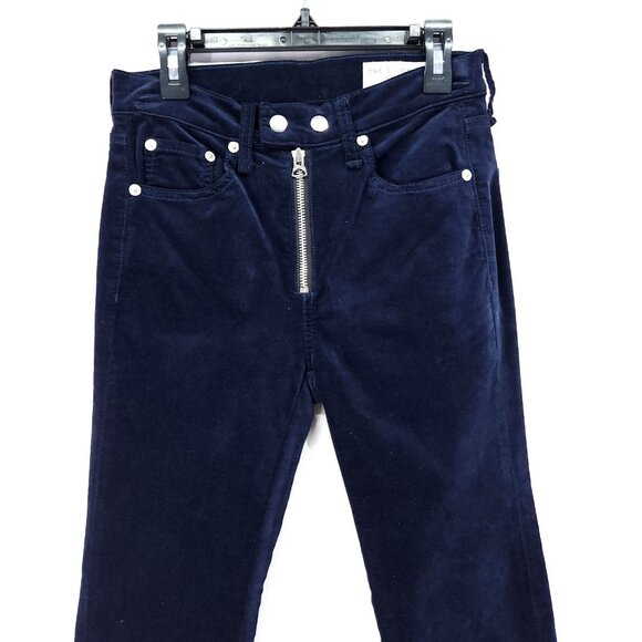 Rag & Bone Velvet Skinny Jeans Women’s 23 Blue Zip Up Pants Slim Straight - Picture 7 of 11